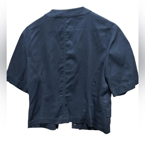 Mondi Women’s Size 6 Embellished Short Puff Sleeve Open Sailor Jacket Navy Blue - Picture 7 of 8